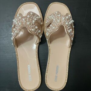 Steve Madden Pink Pearl Embellished Sandals